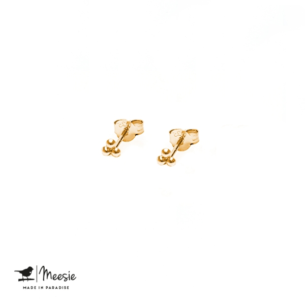 Oorbellen Studs 3 Dots goud op zilver - 3 sets Oorbellen Studs 3 Dots goud op zilver - 3 sets